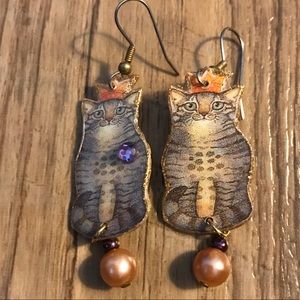 Custom royal cat earrings